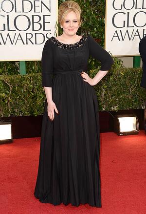 Adele in Black Dress on Red Carpet at 2013 Golden Globes