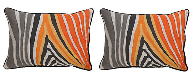 Bright color zebra accent pillows