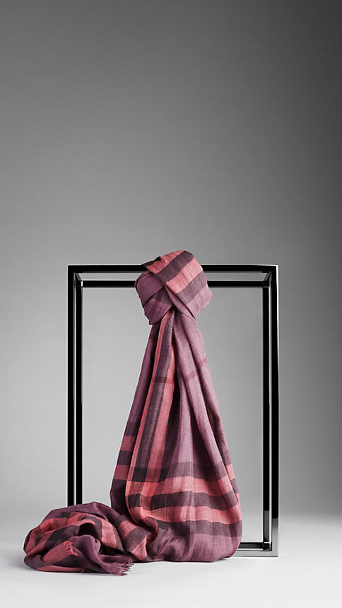 Burberry Plaid Scarf in Rose and Purple