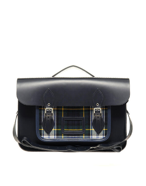 The Cambridge Satchel Company 15" Leather Satchel With Tartan Pocket