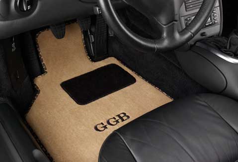 GG Bailey custom car mat with heelpad and embroidery