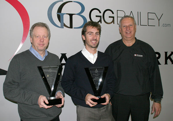 GG Bailey and Racemark Execs holding Diamond Quality award from Mitsubishi