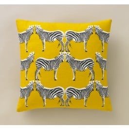 Zebra and yellow accent pillow