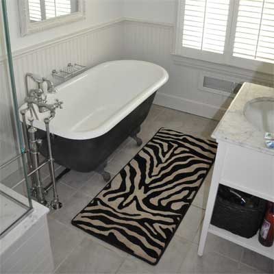 Zebra print bath rug from GG Bailey