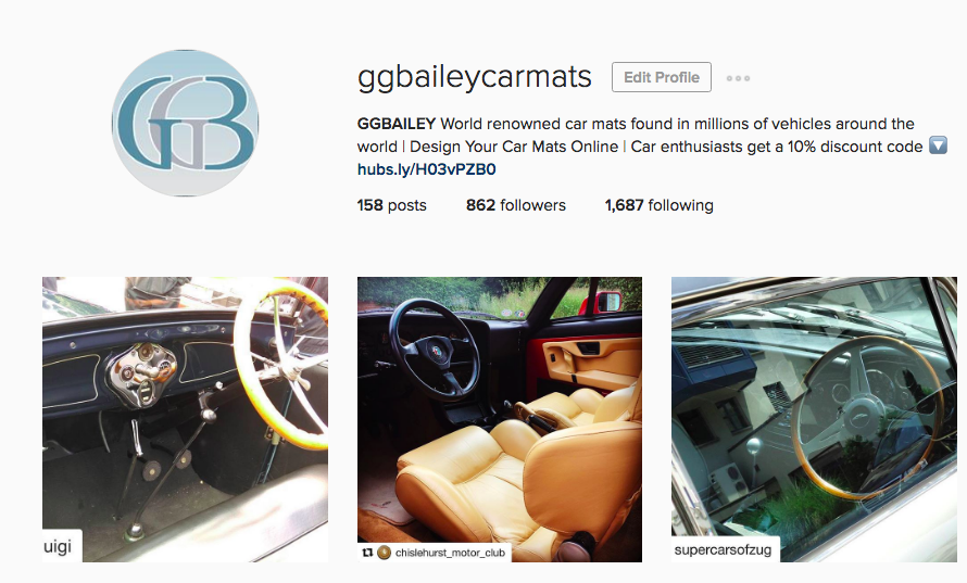 GGBAILEY Car Mats Instagram